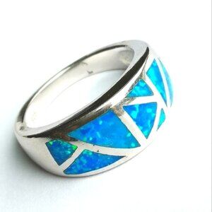 Sterling Silver Blue Opal Mosaic Ring size 6 🆕